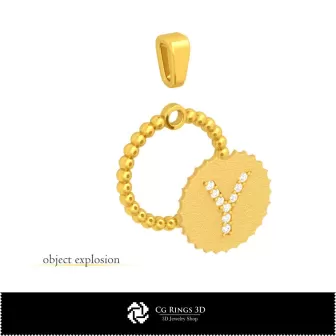 Pendentif 3D avec lettre Y Maison, Bijoux 3D CAO, Pendentifs 3D CAO, Pendentifs lettre 3D, Pendentifs boule 3D