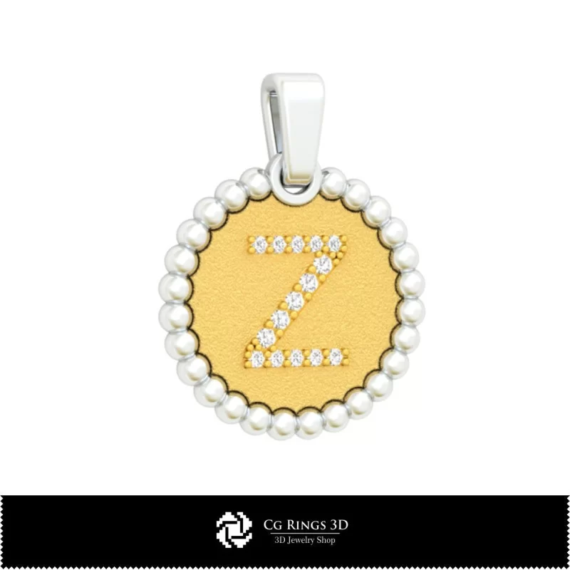 3D Pendant With Letter Z Home, Jewelry 3D CAD, Pendants 3D CAD , 3D Letter Pendants, 3D Ball Pendants