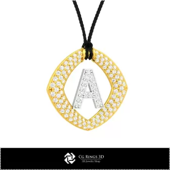 3D‑Anhänger mit Buchstabe A für Zuhause, Schmuck 3D‑CAD, Anhänger 3D‑CAD, 3D‑Buchstabenanhänger