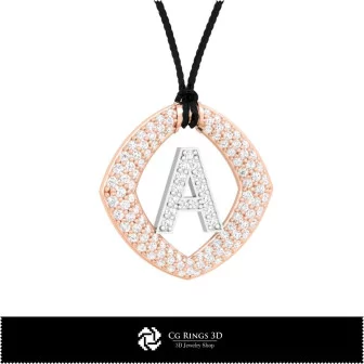 3D‑Anhänger mit Buchstabe A für Zuhause, Schmuck 3D‑CAD, Anhänger 3D‑CAD, 3D‑Buchstabenanhänger