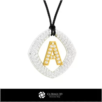 3D Pendant With Letter A Home, Bijoux 3D CAO, Pendentifs 3D CAO, Pendentifs Lettre 3D