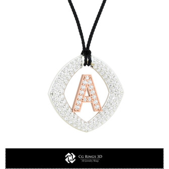 3D Pendant With Letter A Home, Bijoux 3D CAO, Pendentifs 3D CAO, Pendentifs Lettre 3D