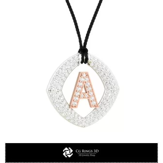 3D Pendant With Letter A Home, Bijuterii 3D , Pandative 3D CAD, Pandativ cu Litere 3D 