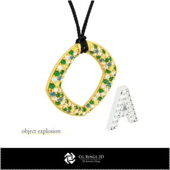 Pendentif 3D Lettre A pour la maison, Bijoux 3D CAO, Pendentifs 3D CAO, Pendentifs lettre 3D