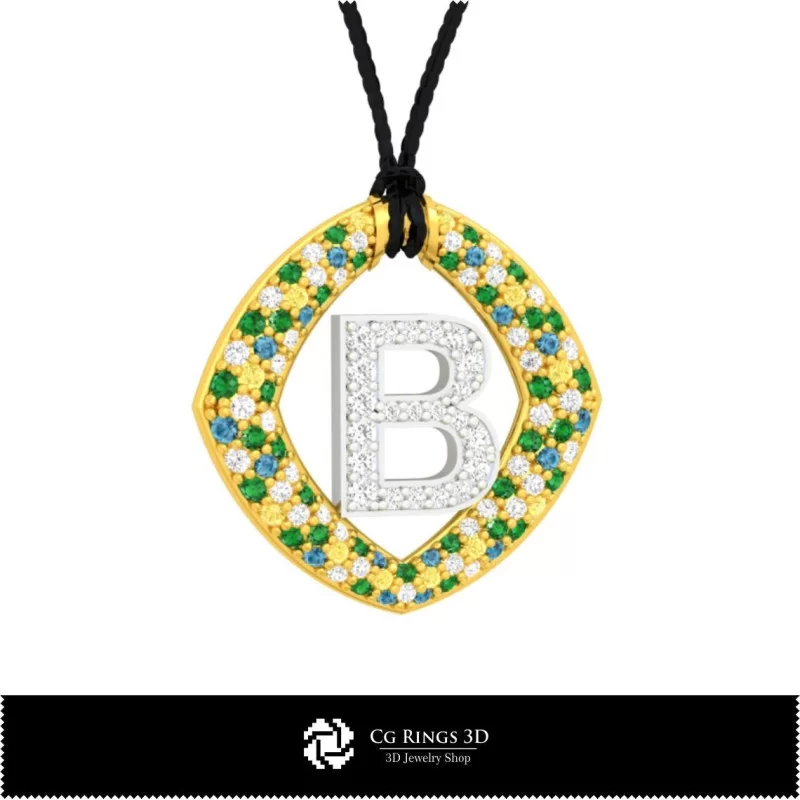 3D Pendant With Letter B Home, Jewelry 3D CAD, Pendants 3D CAD , 3D Letter Pendants