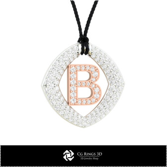 3D Pendant With Letter B Home, Bijoux 3D CAO, Pendentifs 3D CAO, Pendentifs Lettre 3D