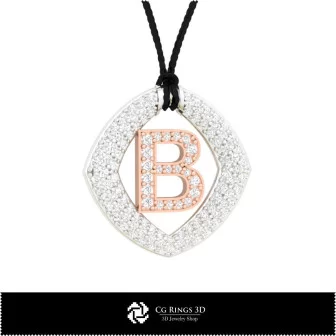 3D Pendant With Letter B Home, Bijuterii 3D , Pandative 3D CAD, Pandativ cu Litere 3D 