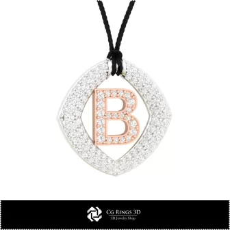 Pendentif 3D avec lettre B pour la maison, bijouterie 3D CAO, pendentifs 3D CAO, pendentifs lettre 3D
