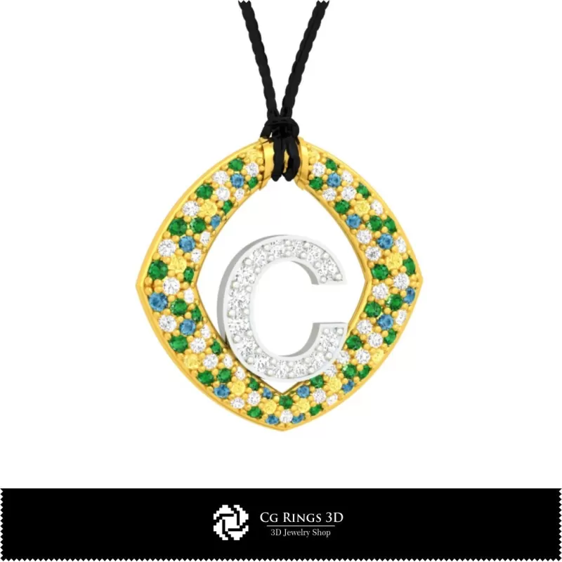 Pendentif 3D avec lettre C