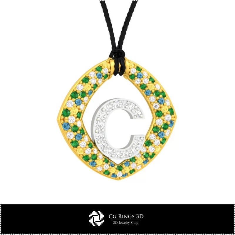 Pendentif 3D avec lettre C