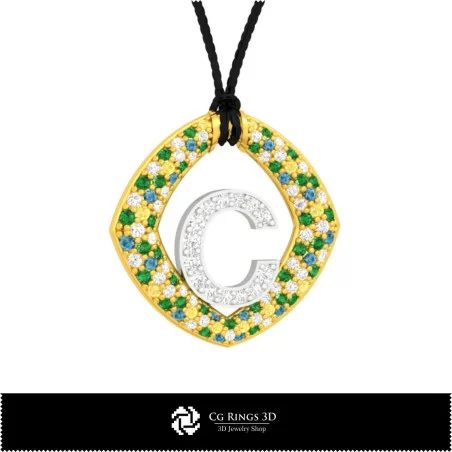 Pendentif 3D avec lettre C