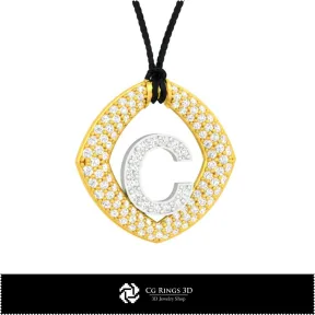 Pendentif 3D avec lettre C