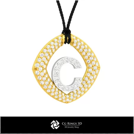 Pendentif 3D avec lettre C