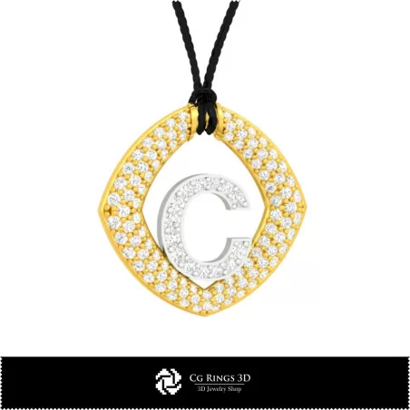 Pendentif 3D avec lettre C