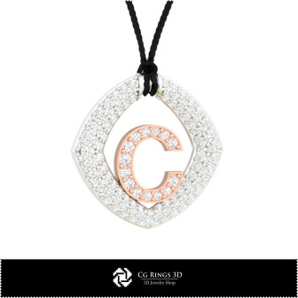 3D Pendant With Letter C Home, Bijoux 3D CAO, Pendentifs 3D CAO, Pendentifs Lettre 3D