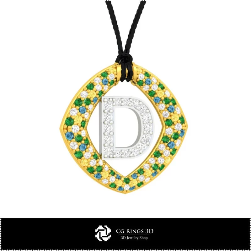 3D CAD Pendant With Letter D Home, Jewelry 3D CAD, Pendants 3D CAD , 3D Letter Pendants