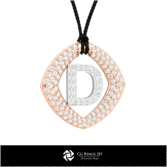 3D CAD Pendant With Letter D Home, Bijoux 3D CAO, Pendentifs 3D CAO, Pendentifs Lettre 3D