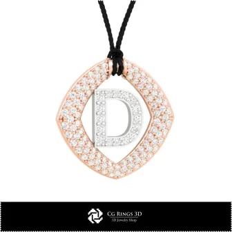 Pendentif 3D CAO avec lettre D Maison, Bijoux 3D CAO, Pendentifs 3D CAO, Pendentifs lettre 3D