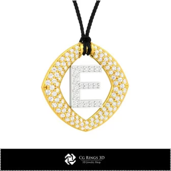 Pendentif 3D CAO avec lettre E Maison, Bijoux 3D CAO, Pendentifs 3D CAO, Pendentifs lettre 3D