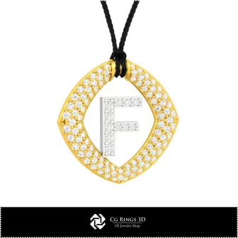 3D CAD Pendant With Letter F Home, Bijuterii 3D , Pandative 3D CAD, Pandativ cu Litere 3D 