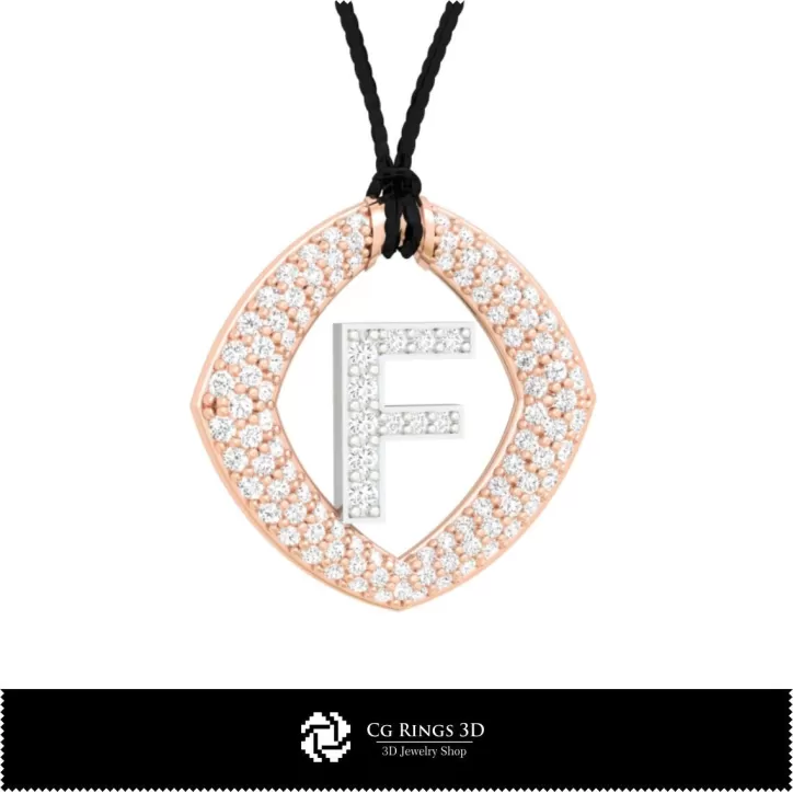 带字母 F 的 3D CAD 吊坠 带字母 F 的 3D CAD 吊坠