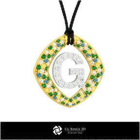3D CAD Pendant With Letter G Home,  Jewelry 3D CAD, Pendants 3D CAD , 3D Letter Pendants