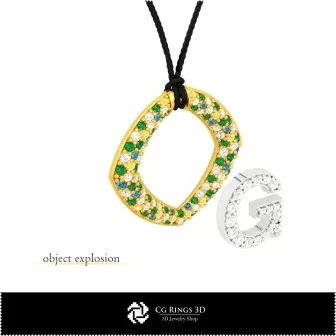 Pendentif 3D CAO avec lettre G Maison, Bijoux 3D CAO, Pendentifs 3D CAO, Pendentifs lettre 3D