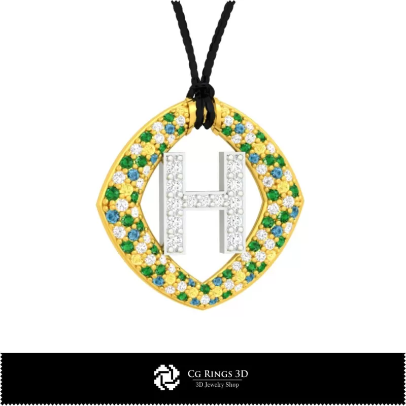 Pendentif 3D CAO avec lettre H