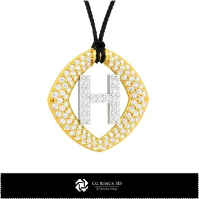 3D CAD Pendant With Letter H