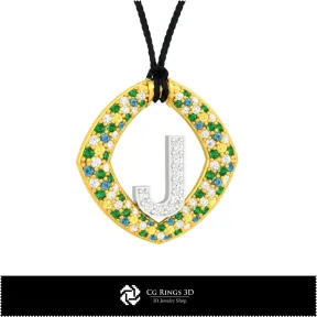 Pendentif 3D CAO avec lettre J Maison, Bijoux 3D CAO, Pendentifs 3D CAO, Pendentifs lettre 3D