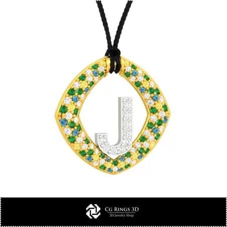 Pendentif 3D CAO avec lettre J Maison, Bijoux 3D CAO, Pendentifs 3D CAO, Pendentifs lettre 3D