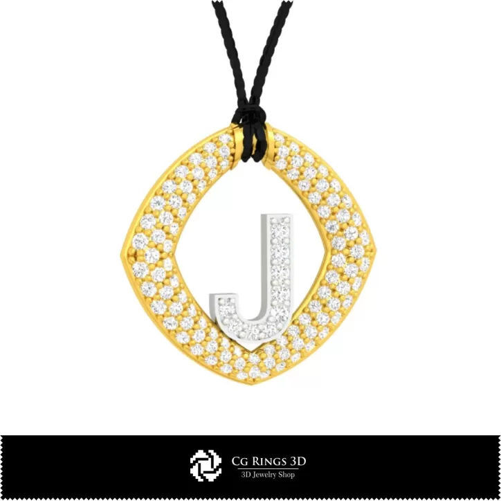 Colgante CAD 3D con letra J Colgante CAD 3D con letra J