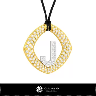Pendentif 3D CAO avec lettre J Maison, Bijoux 3D CAO, Pendentifs 3D CAO, Pendentifs lettre 3D
