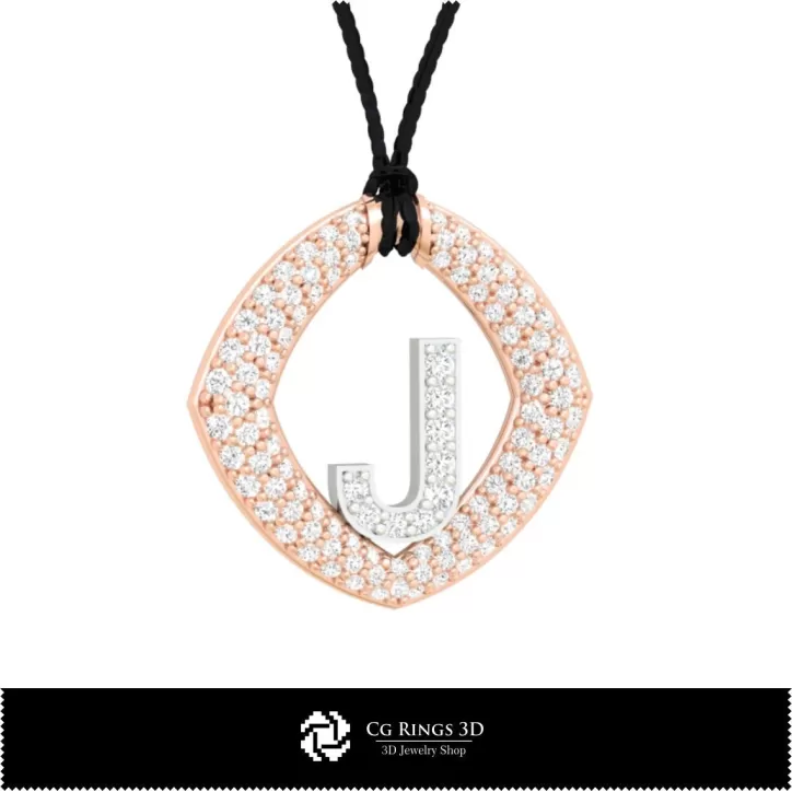 Colgante CAD 3D con letra J Colgante CAD 3D con letra J