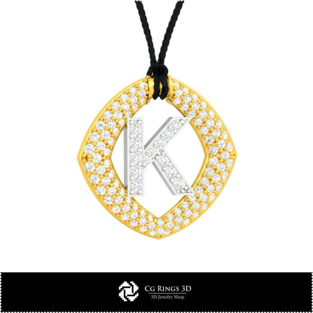 3D CAD Pendant With Letter K