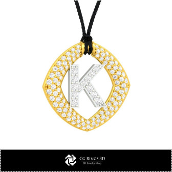 3D CAD Pendant With Letter K Home,  Jewelry 3D CAD, Pendants 3D CAD , 3D Letter Pendants