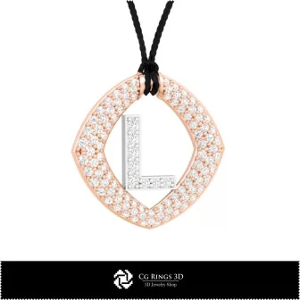 3D CAD Pendant With Letter L Home, Jewelry 3D CAD, Pendants 3D CAD , 3D Letter Pendants