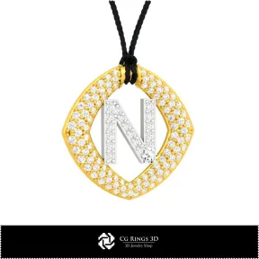 3D CAD Pendant With Letter N