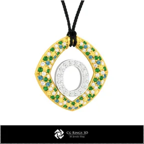 Pendentif 3D CAO avec lettre O Maison, Bijoux 3D CAO, Pendentifs 3D CAO, Pendentifs lettre 3D