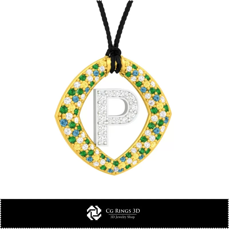 3D CAD Pendant With Letter P 3D CAD Pendant With Letter P