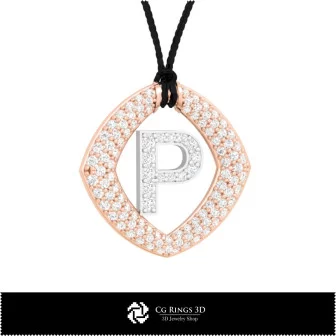 Pendentif 3D CAO avec lettre P Maison, Bijoux 3D CAO, Pendentifs 3D CAO, Pendentifs lettre 3D