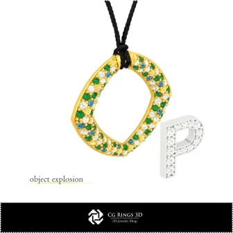 Pendentif 3D CAO avec lettre P Maison, Bijoux 3D CAO, Pendentifs 3D CAO, Pendentifs lettre 3D