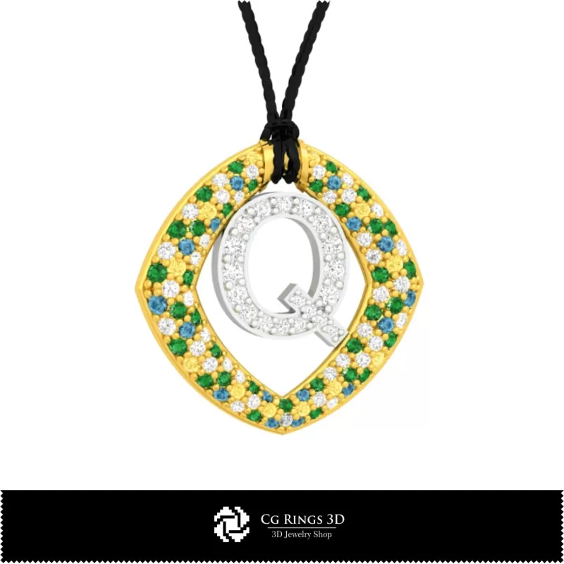 3D CAD Pendant With Letter Q 3D CAD Pendant With Letter Q