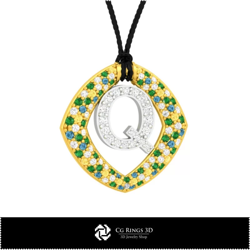 Pendentif 3D CAO avec la lettre Q