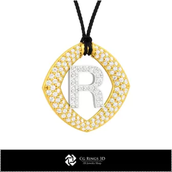 Pendentif 3D CAO avec lettre R Maison, Bijoux 3D CAO, Pendentifs 3D CAO, Pendentifs lettre 3D