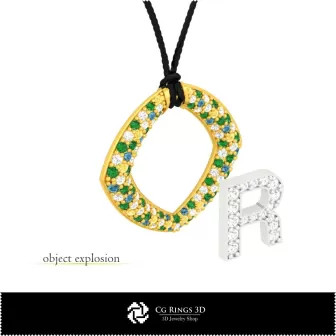 Pendentif 3D CAO avec lettre R Maison, Bijoux 3D CAO, Pendentifs 3D CAO, Pendentifs lettre 3D