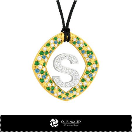 3D CAD Pendant With Letter S Home,  Jewelry 3D CAD, Pendants 3D CAD , 3D Letter Pendants