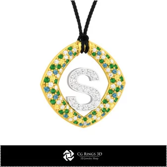 3D CAD Pendant With Letter S Home, Jewelry 3D CAD, Pendants 3D CAD , 3D Letter Pendants