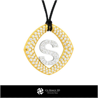 3D CAD Pendant With Letter S Home, Bijoux 3D CAO, Pendentifs 3D CAO, Pendentifs Lettre 3D