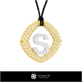 Pendentif 3D CAO avec lettre S Maison, Bijoux 3D CAO, Pendentifs 3D CAO, Pendentifs lettre 3D